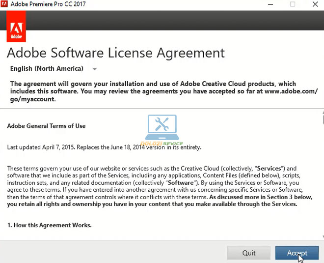Hướng Dẫn Cài Đặt Premiere 2017 Và Tải Phần Mềm Miễn Phí 7 Chọn Accept
