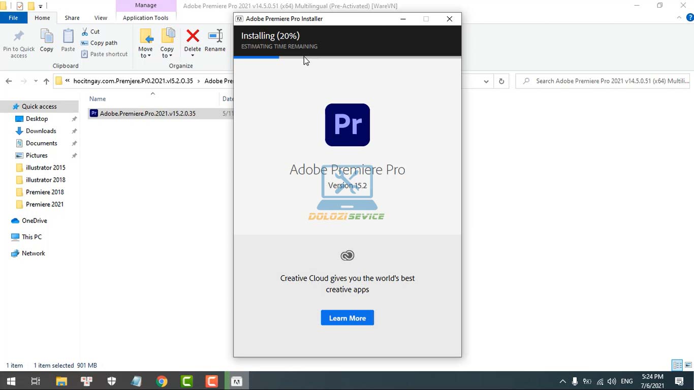 Đợi phần mềm Premiere 2021 Full Crack cài đặt hoàn tất