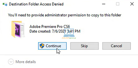 Chọn Continue để hoàn thành cài đặt Premiere CS6 Full Crack