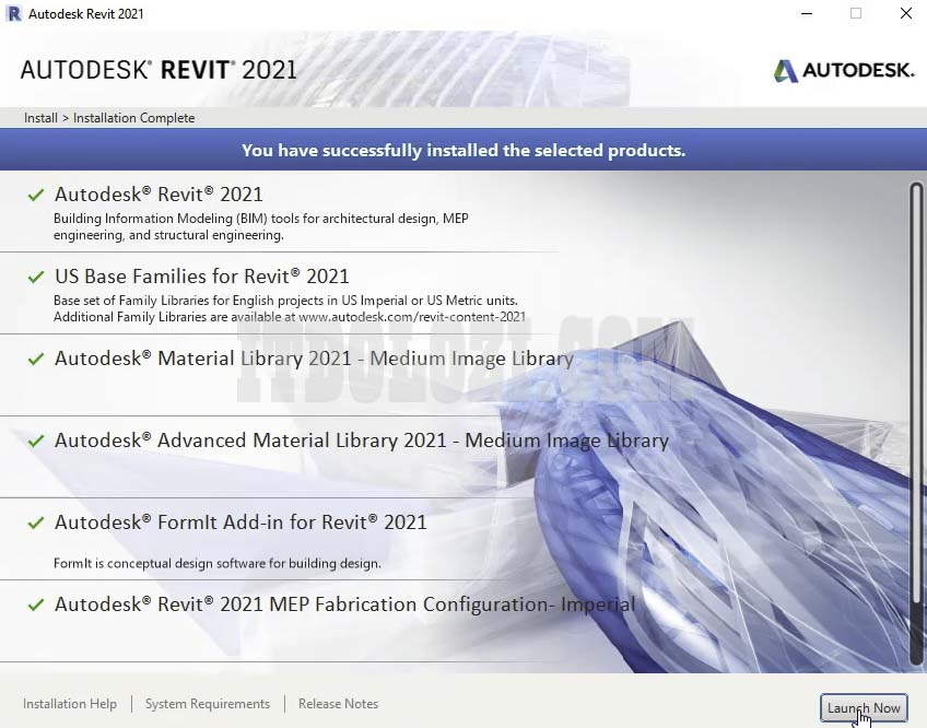 Hướng dẫn cài đặt và tải phần mềm Revit 2021 dễ dàng 8 Hoàn tất cài đặt phần mềm Autodesk Revit 2021 ta nhấn Finish