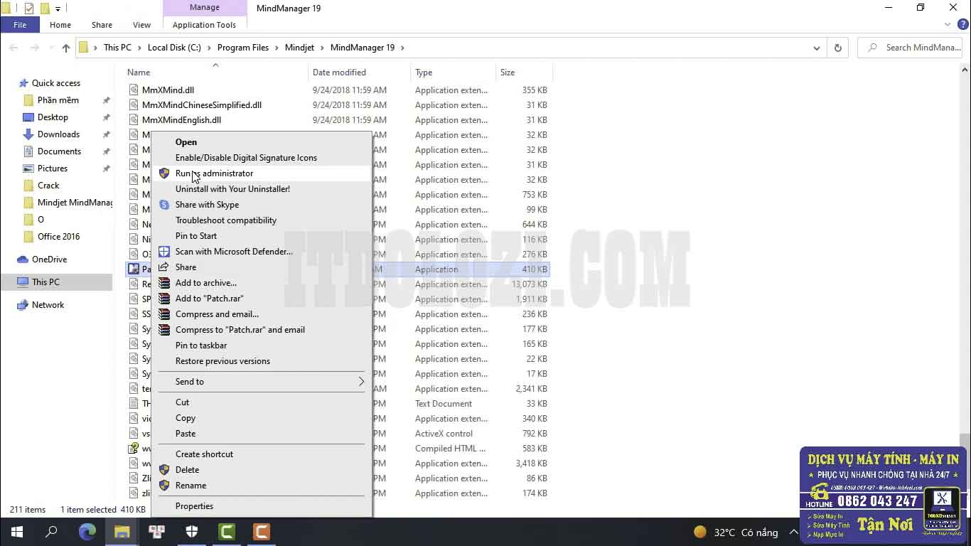 Chạy File Patch với quyền Admin