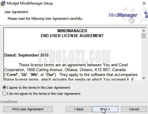 Chọn I agree to the terms in the User Agreement sau đó nhấn Next