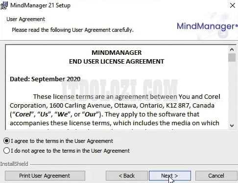 Chọn 'I agree to the terms in the User Agreement'