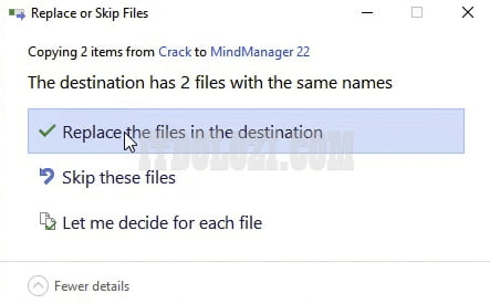 Chọn Replace the files