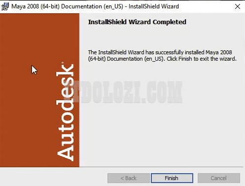 Nhấn Finish để hoàn tất cài đặt Autodesk Maya 2008