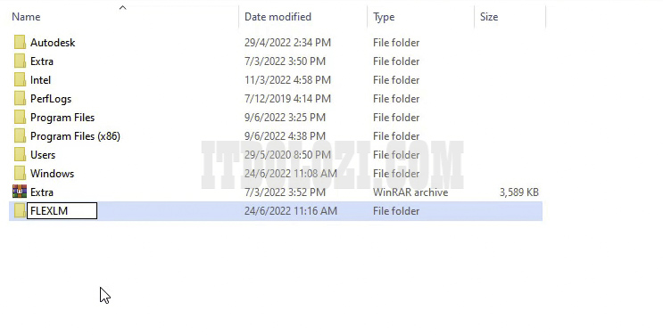 Tạo thư mục FLEXLM trong ổ C