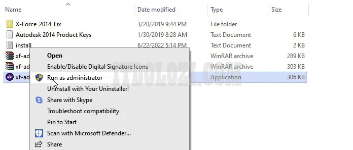 Mở thư mục active sau đó chạy File X-force với quyền Admin
