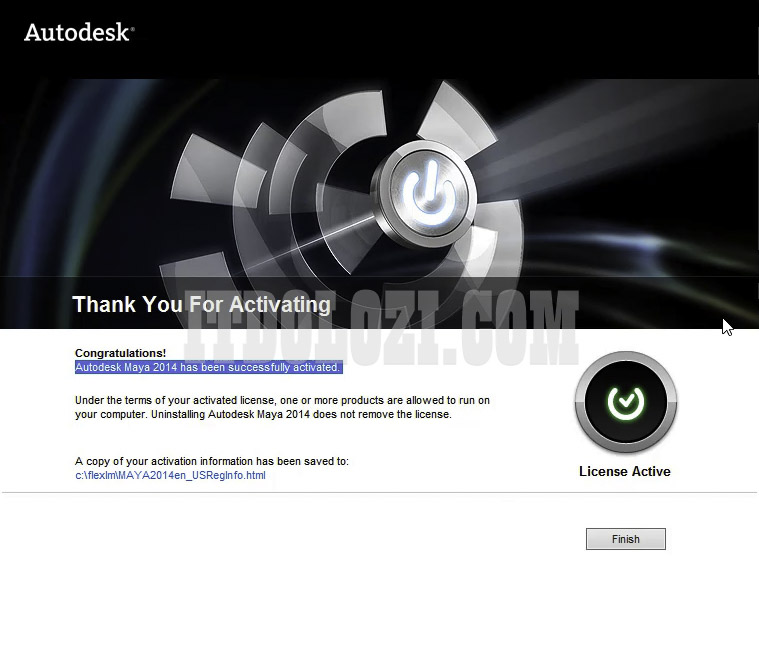 Kích hoạt thành công phần mềm Autodesk Maya 2014