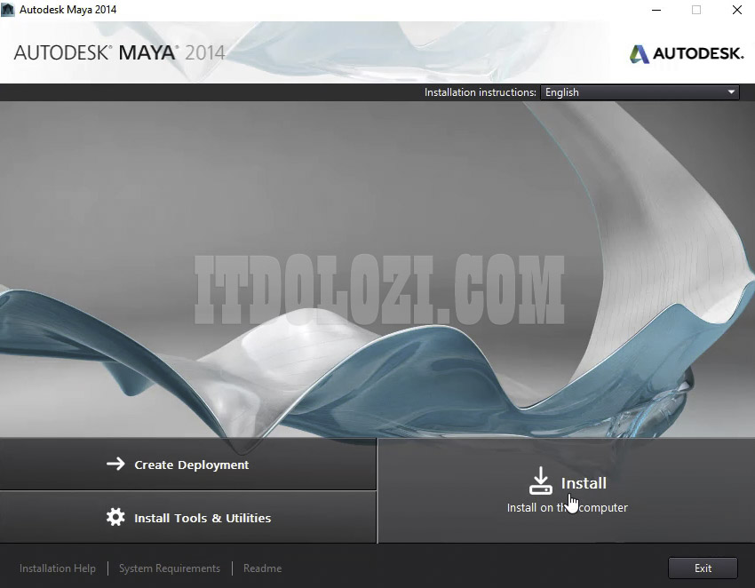 Nhấn Install để cài đặt Autodesk Maya 2014