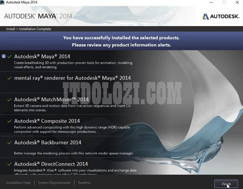 Hoàn tất cài đặt Autodesk Maya 2014