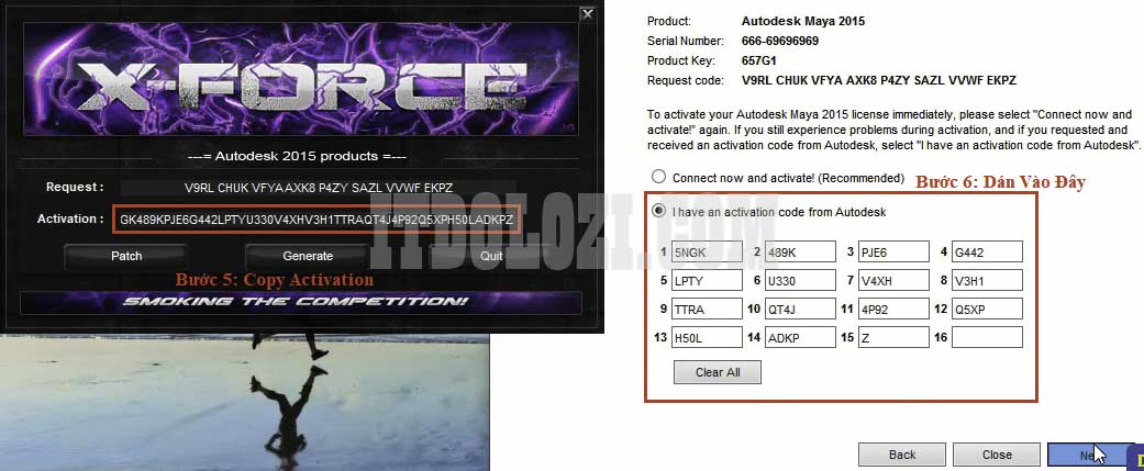 Sao chép mã kích hoạt vào phần mềm Maya 2015