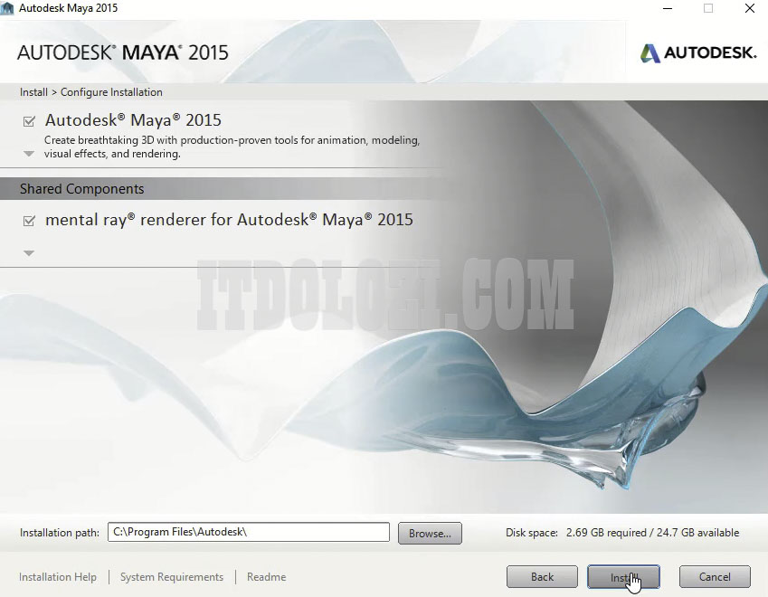Để mặc định sau đó nhấn Install