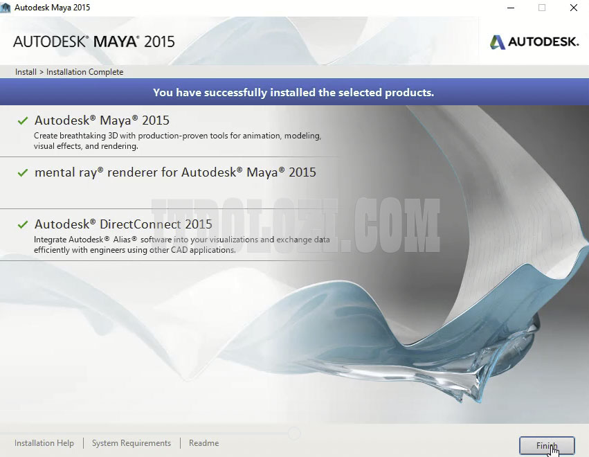 Hoàn tất cài đặt Autodesk Maya 2015
