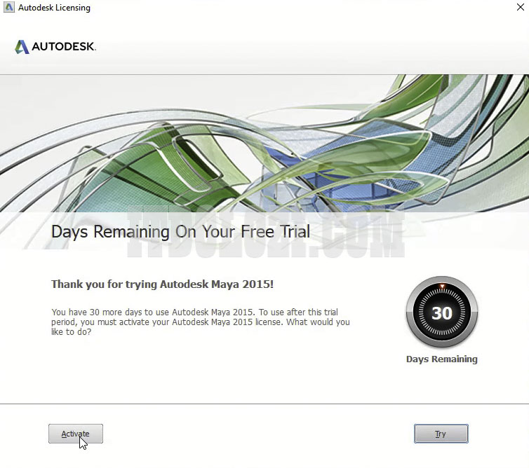 Khởi chạy phần mềm Autodesk Maya 2015 sau đó nhấn Activate