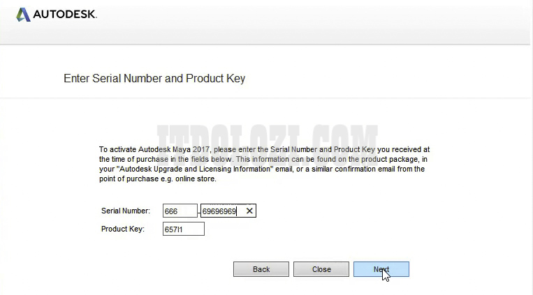 Nhập số Serial Number và Product Key