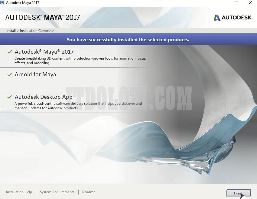 Hoàn tất cài đặt Autodesk Maya 2017