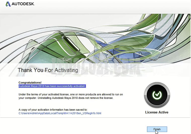 Cài đặt thành công Autodesk Maya 2018