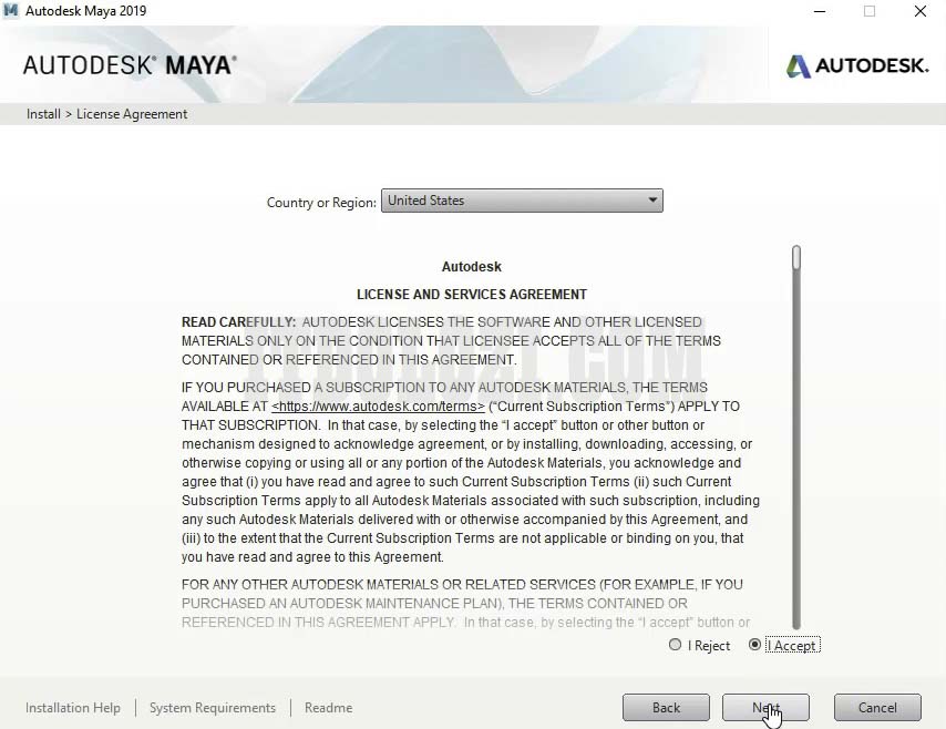 Chọn 'I Accept' và nhấn Next