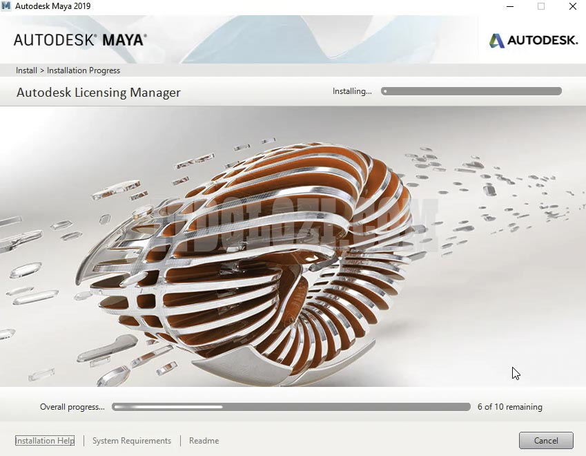 Đợi phần mềm Autodesk Maya 2019 hoàn tất