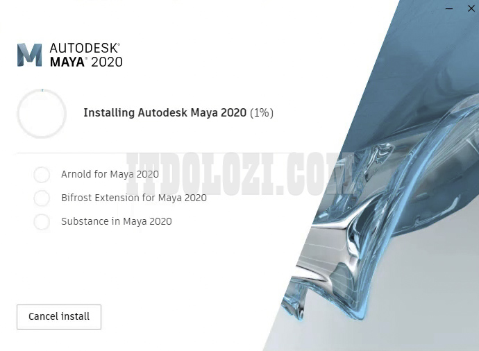 Chờ đợi hoàn tất cài đặt phần mềm Autodesk Maya 2020