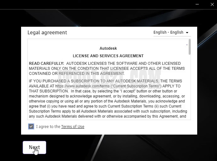 Đồng ý điều khoản và nhấn Next