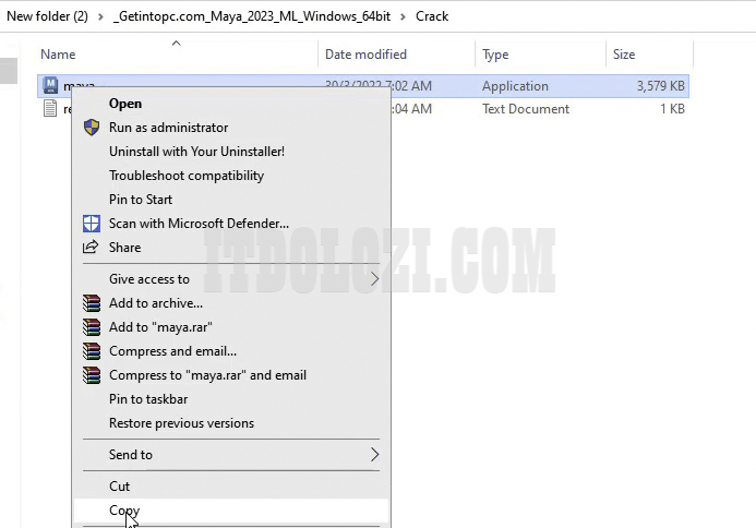 Sao chép file kích hoạt