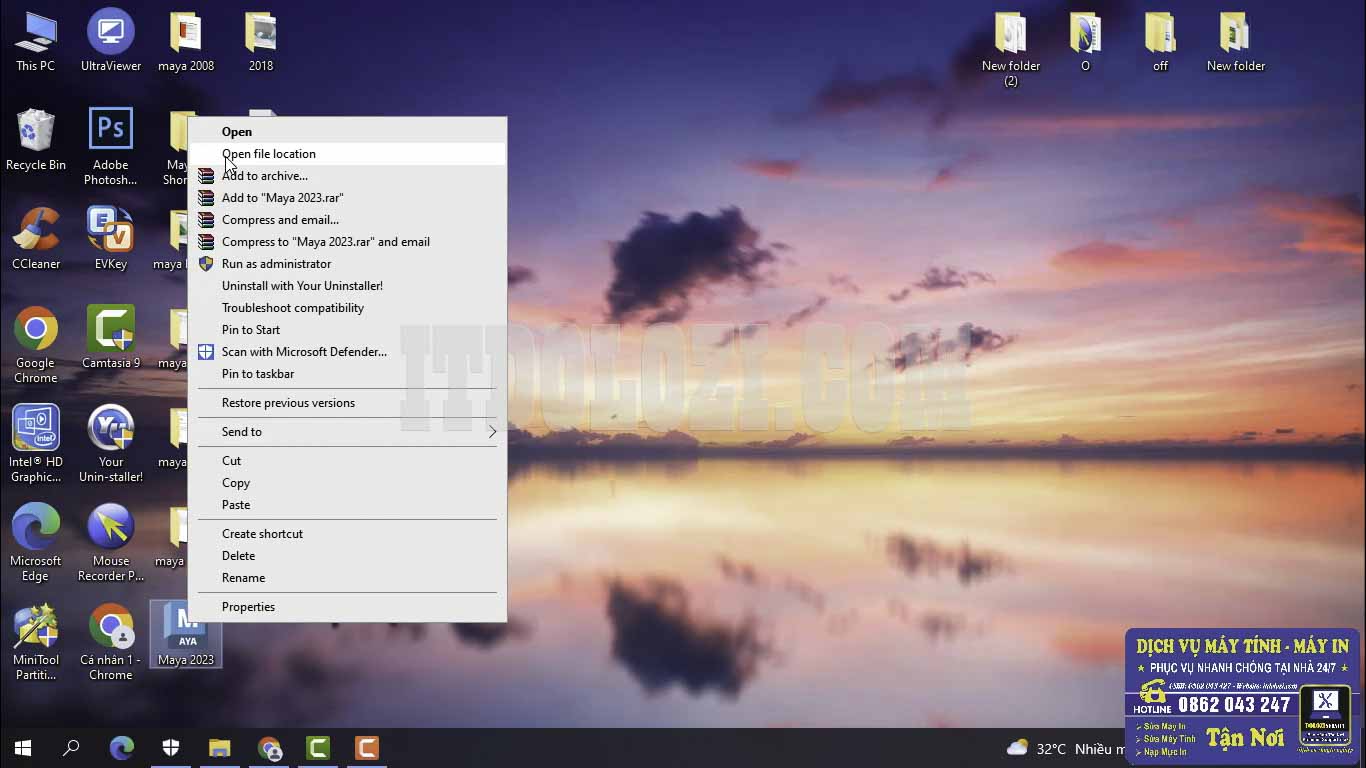 Mở thư mục cài đặt