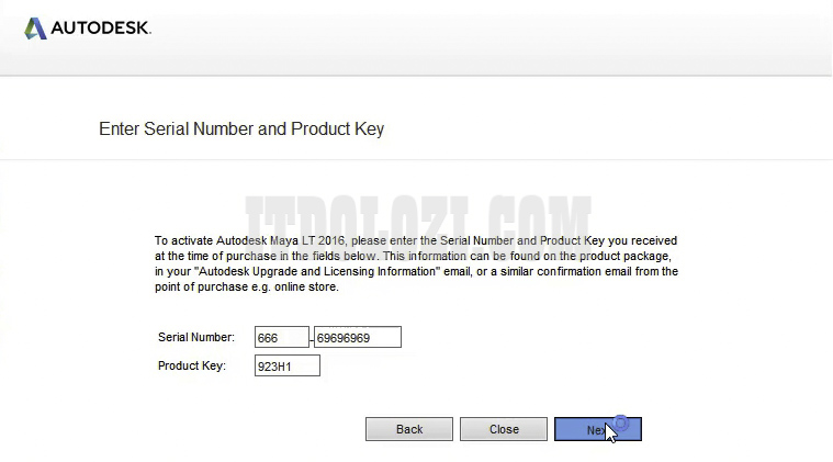 Nhập số Serial Number và Product Key
