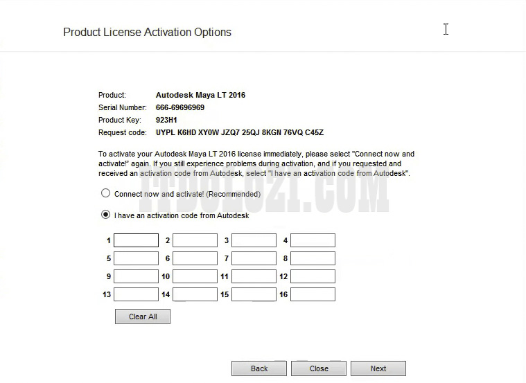 Chọn I have an activation code from Autodesk