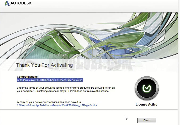 Cài đặt thành công phần mềm Autodesk Maya LT 2016