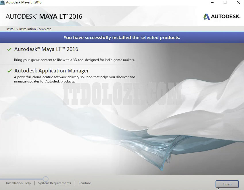 Hoàn tất cài đặt Autodesk Maya LT 2016