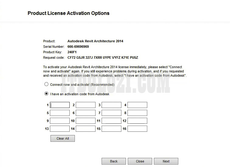 Chọn I have an activation code from Autodesk