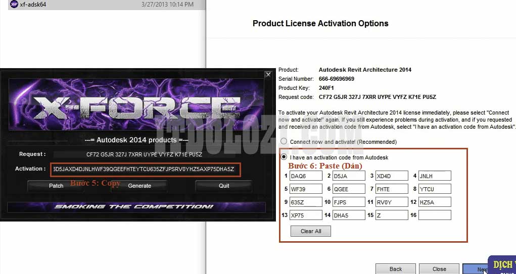 Nhập mã kích hoạt vào Revit 2014