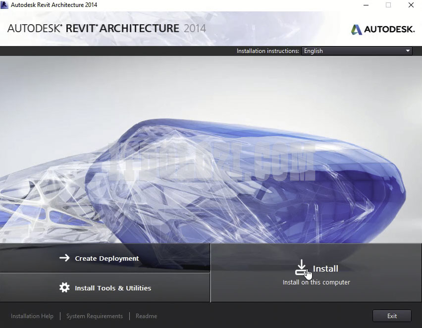 Nhấn Install để bắt đầu cài đặt Revit 2014