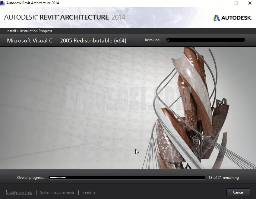 Chờ cài đặt phần mềm Autodesk Revit 2014