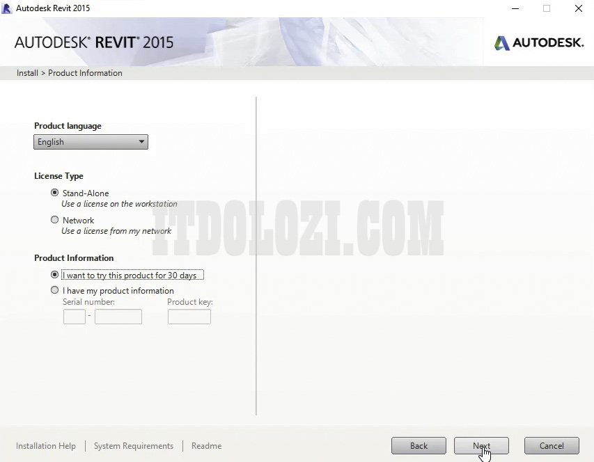 Hướng Dẫn Cài Đặt Revit 2015 và Tải Phần Mềm Miễn Phí 7 Chọn I Want to try this product for 30 days sau đó nhấn Next