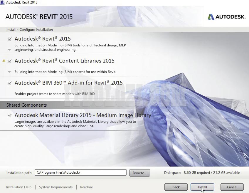 Hướng Dẫn Cài Đặt Revit 2015 và Tải Phần Mềm Miễn Phí 8 Để mặc định sau đó nhấn Install