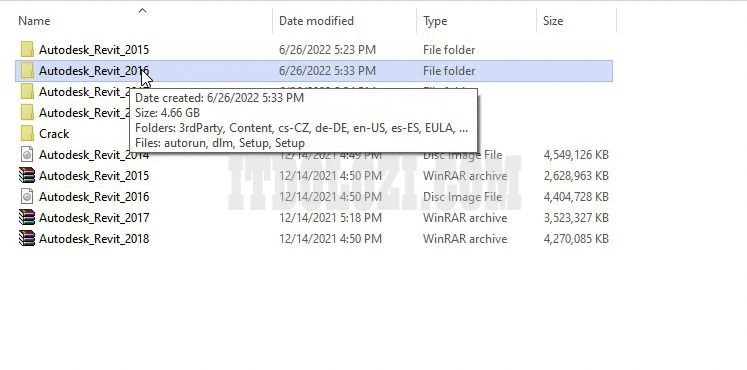 Giải nén phần mềm Revit 2016