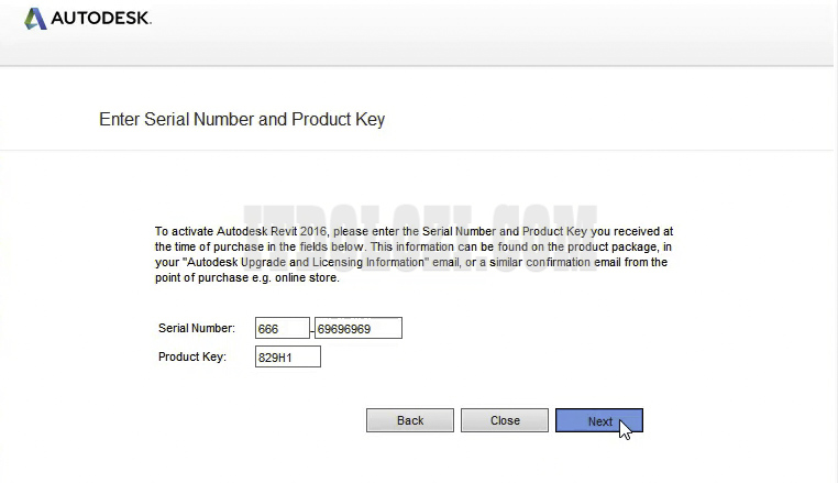 Nhập số Serial Number và Product Key rồi nhấn Next