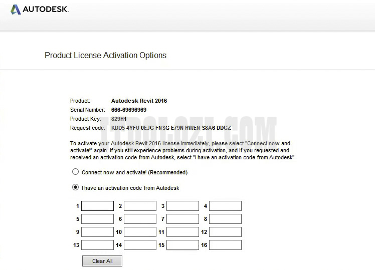Chọn I have an activation code from Autodesk
