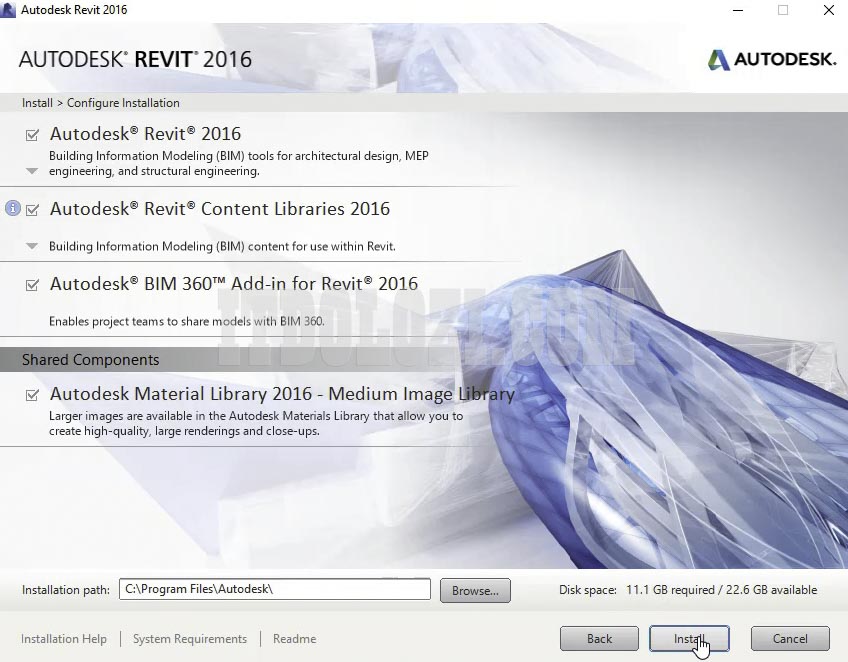 Để mặc định sau đó nhấn Install