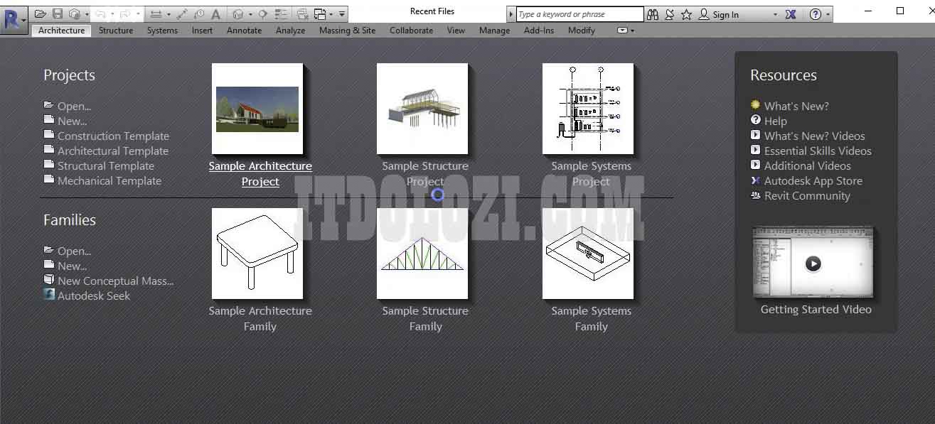 Giao diện phần mềm Autodesk Revit 2017