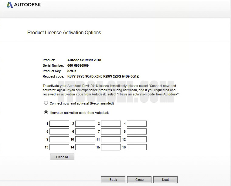 Chọn I have an activation code