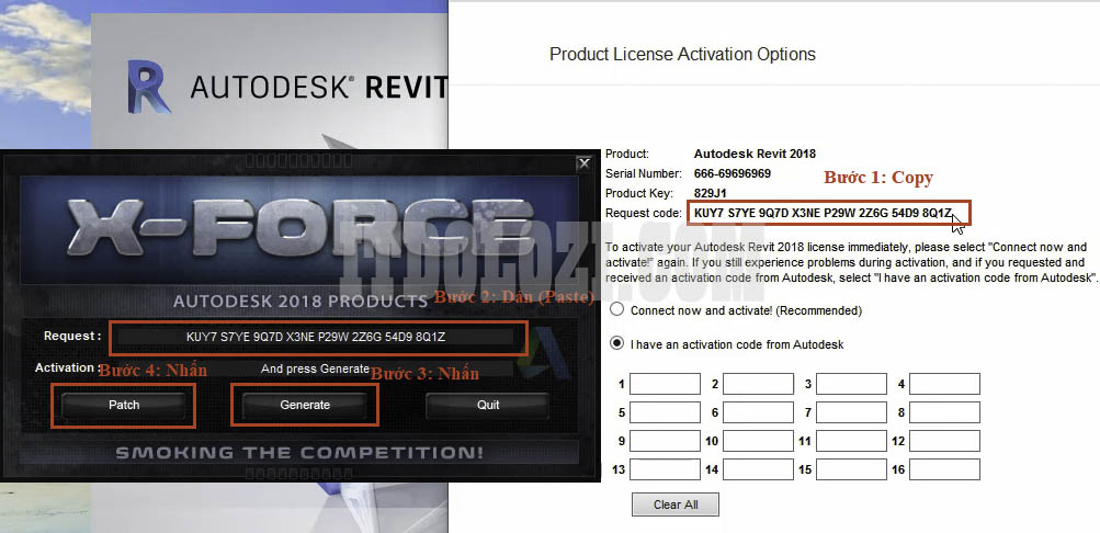 Copy Request Code và dán