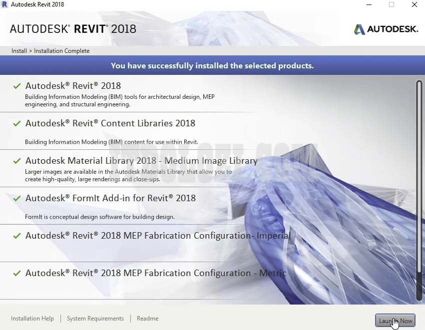 Hoàn tất cài đặt Revit 2018