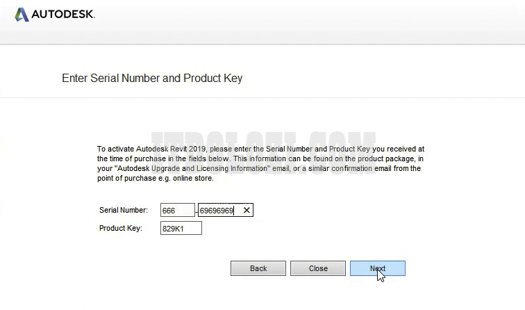 Ta nhập số Serial Number: 666_69696969 và Product Key: 829K1 rồi ta nhấn Next