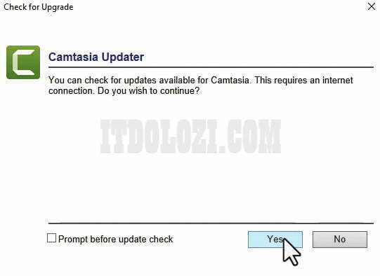 Bỏ chọn Prompt before update check