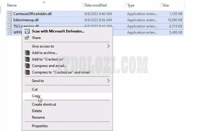 Chọn Copy các file