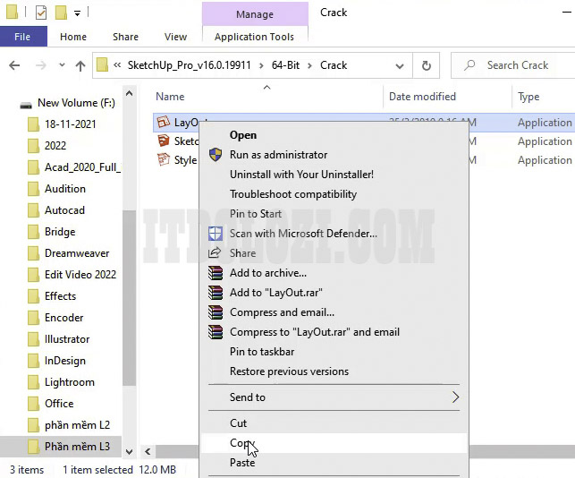 hướng dẫn cài đặt và tải SketchUp 2016 đơn giản nhất 10 Sao chép file LayOut trong thư mục kích hoạt