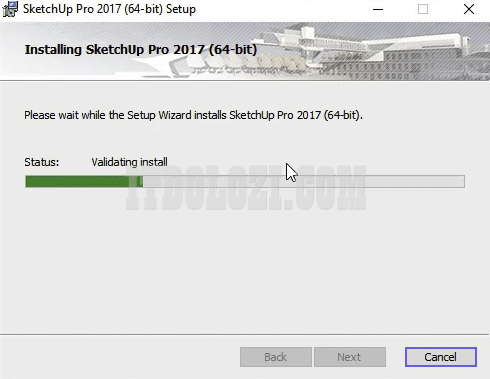 Cách Cài Đặt SketchUp 2017 và Tải Phần Mềm Miễn Phí 6 Chờ đợi cho đến khi quá trình cài đặt hoàn tất